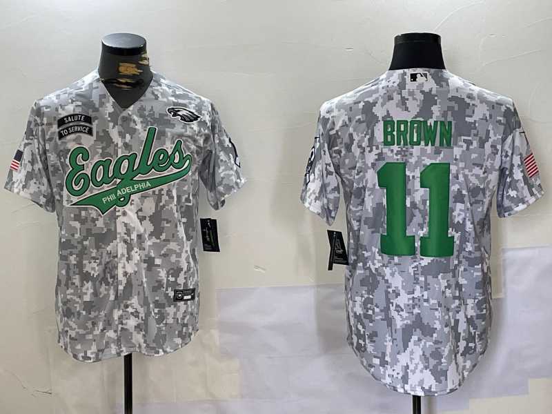 Men%27s Philadelphia Eagles #11 AJ Brown Arctic Camo 2024 Salute to Service Stitched Baseball Jersey->philadelphia eagles->NFL Jersey